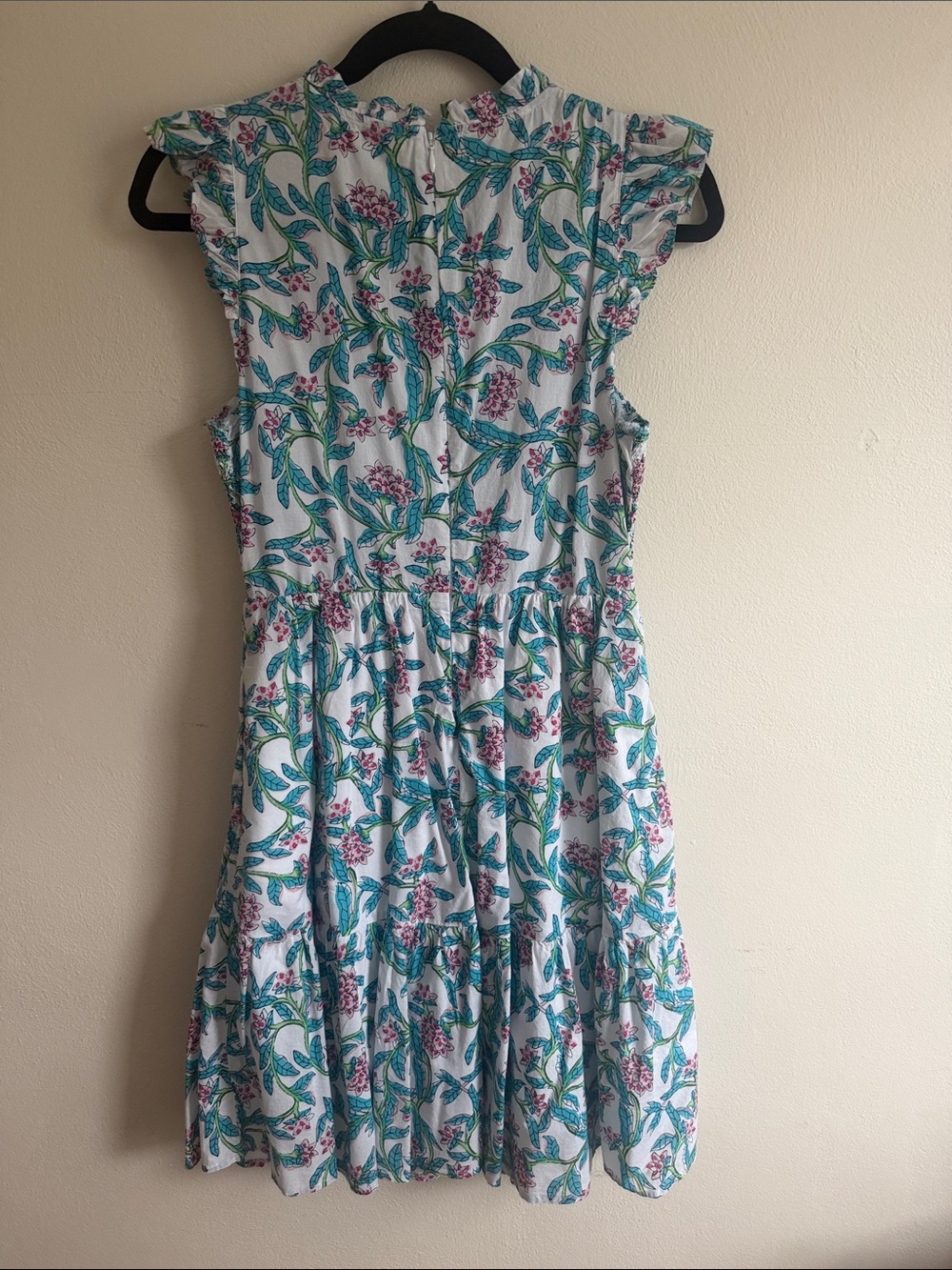 J. Crew White Sundress with Teal, Pink & Green Floral Print - Picture 3 of 4